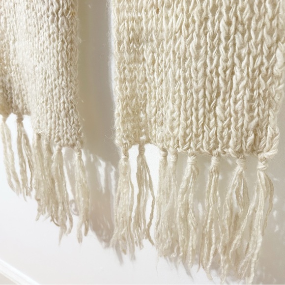 Manos Del Uruguay 100% Virgin Wool Hand Spun Handmade Chunky Knit Cream Scarf🧣 - Picture 6 of 9